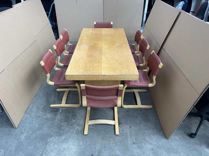 Vintage Executive Table & 8 X ISKU Made In Finland Cantilever Chairs-CAN DELIVER