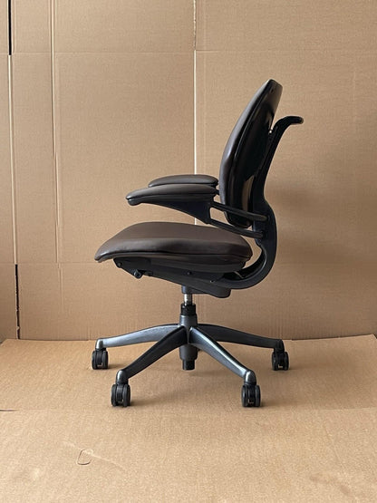 Humanscale Freedom Chair In Dark Chocolate Brown Leather (Rrp£1239) UK Delivery