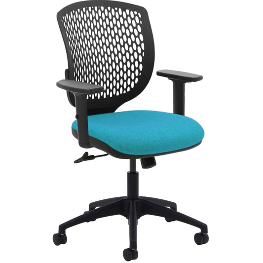 Verco Operator/Task Chair - Carlo Black Medium Back Task Chair with Adjustable Arms