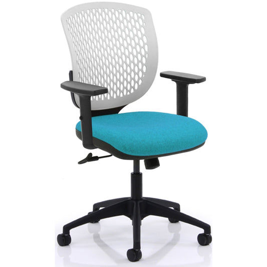 Verco Operator/Task Chair - Carlo White Medium Back Task Chair with Adjustable Arms