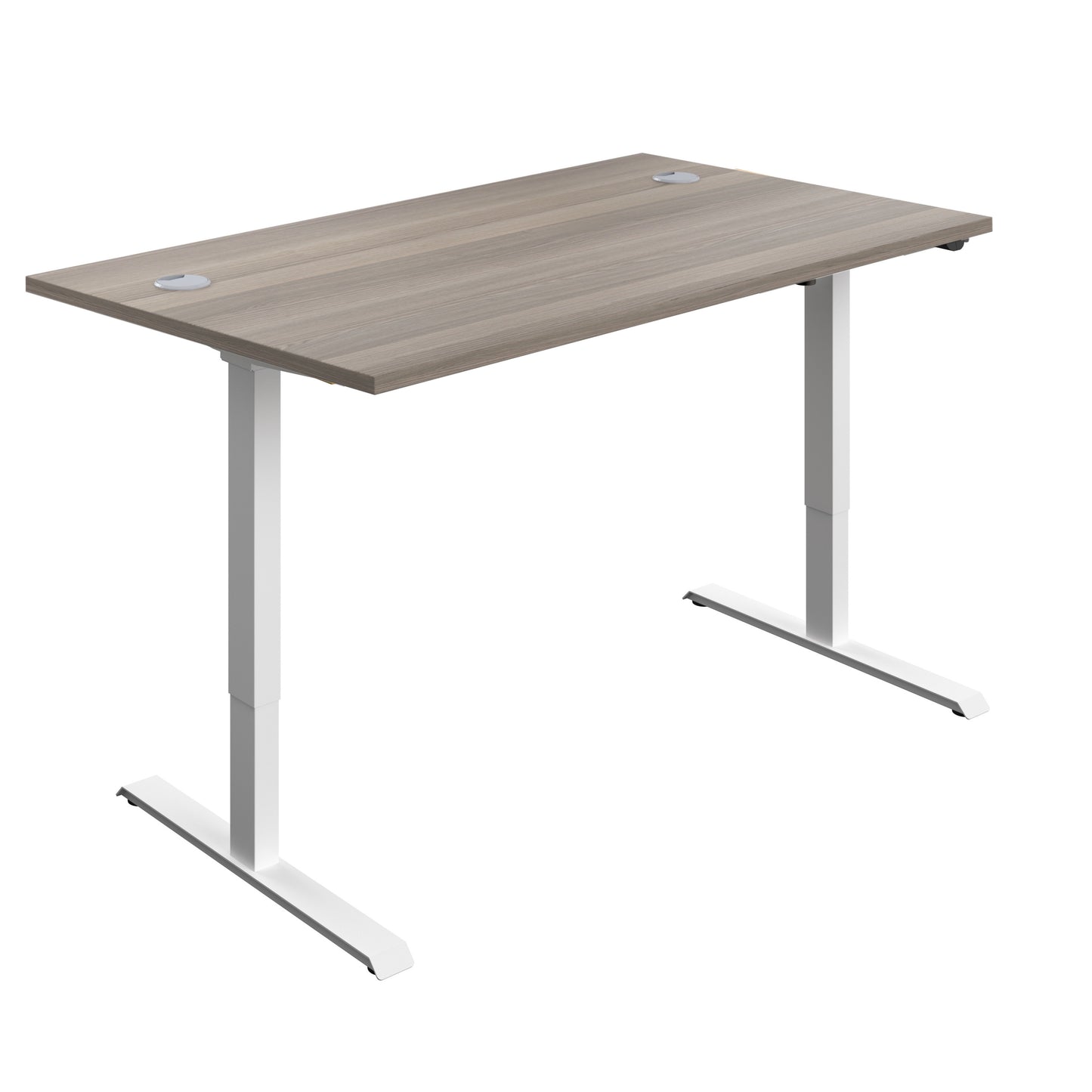 Aztec|Single Motor|Sit Stand Desk|1200x800|Grey Oak-White