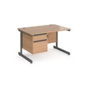 Contract 25 cantilever leg straight desk with 2 drawer pedestal