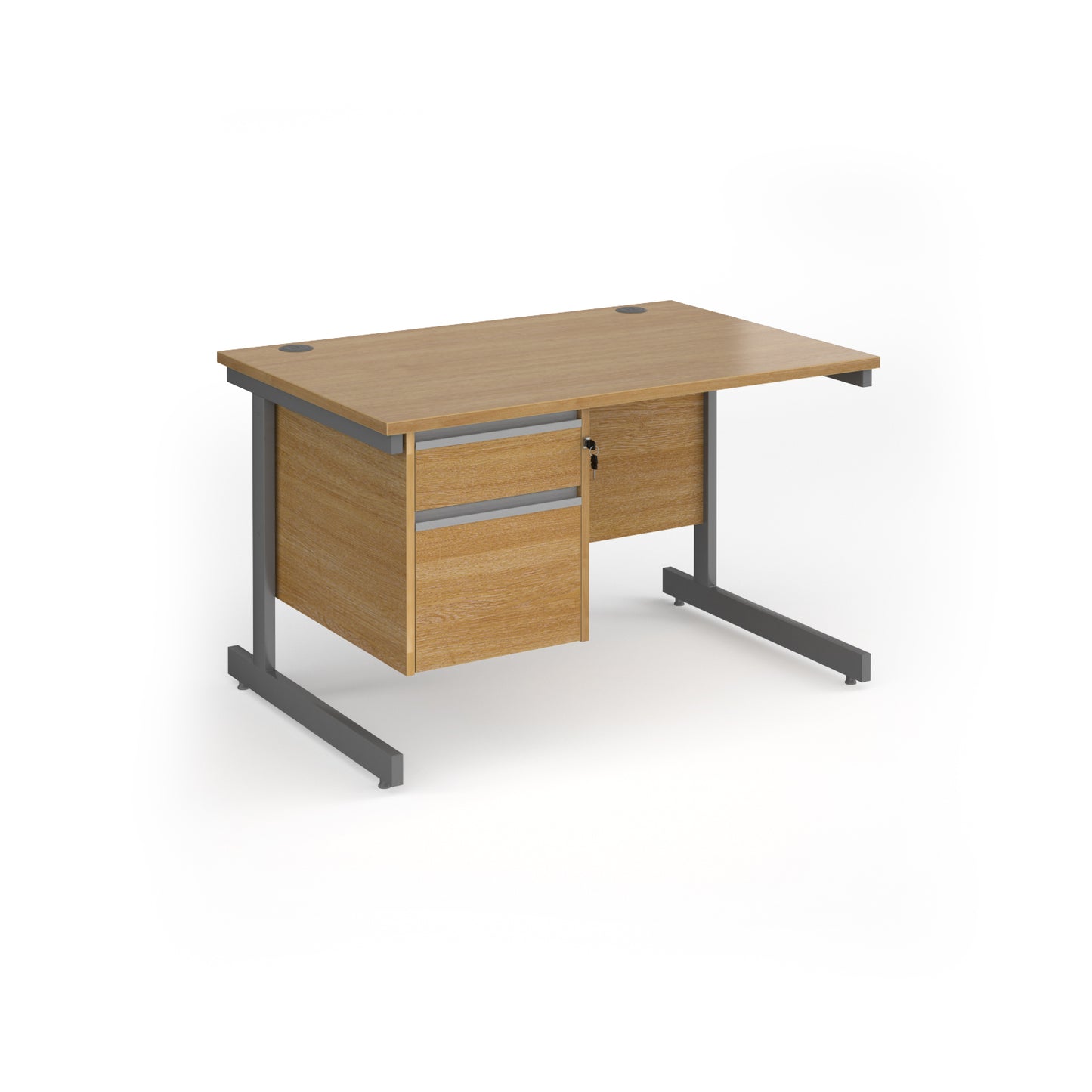 Contract 25 cantilever leg straight desk with 2 drawer pedestal - CC12S2-G-O