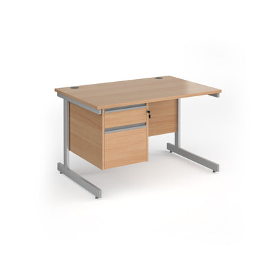 Contract 25 cantilever leg straight desk with 2 drawer pedestal - CC12S2-S-B