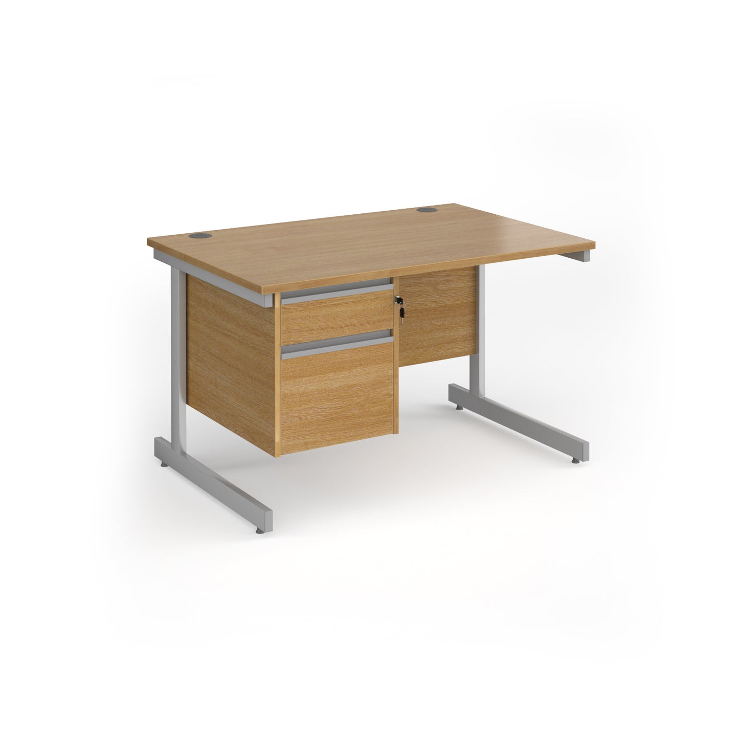 Contract 25 cantilever leg straight desk with 2 drawer pedestal - CC12S2-S-O