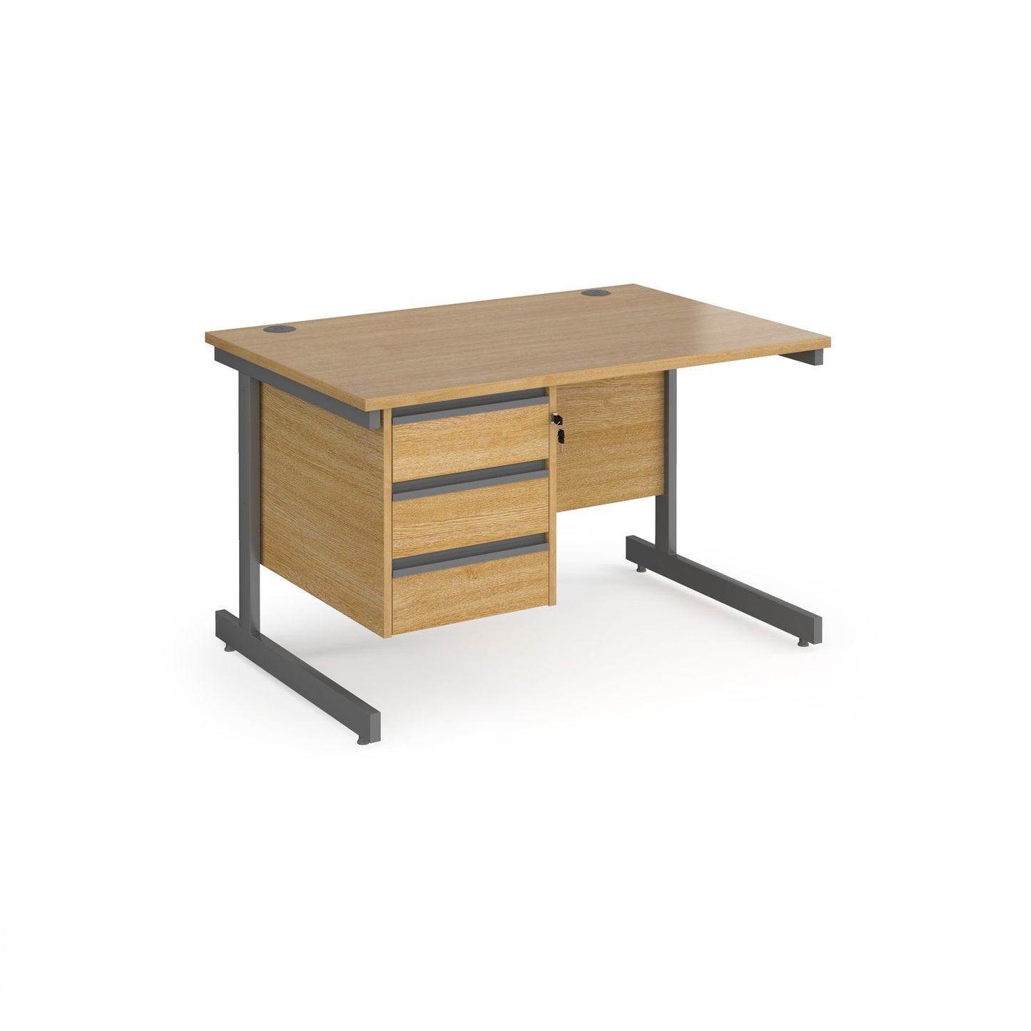 Contract 25 cantilever leg straight desk with 3 drawer pedestal