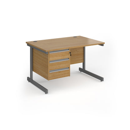 Contract 25 cantilever leg straight desk with 3 drawer pedestal - CC12S3-G-O