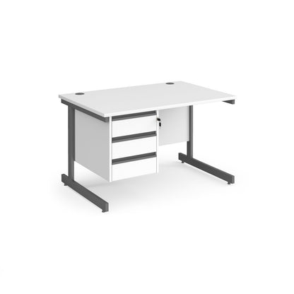 Contract 25 cantilever leg straight desk with 3 drawer pedestal