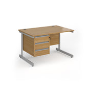 Contract 25 cantilever leg straight desk with 3 drawer pedestal (Part 2)