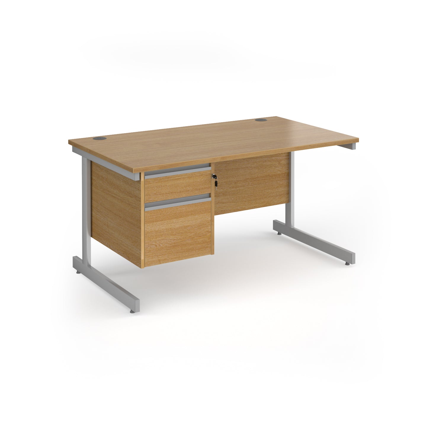 Contract 25 cantilever leg straight desk with 2 drawer pedestal - CC14S2-S-O
