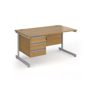 Contract 25 cantilever leg straight desk with 3 drawer pedestal (Part 2)