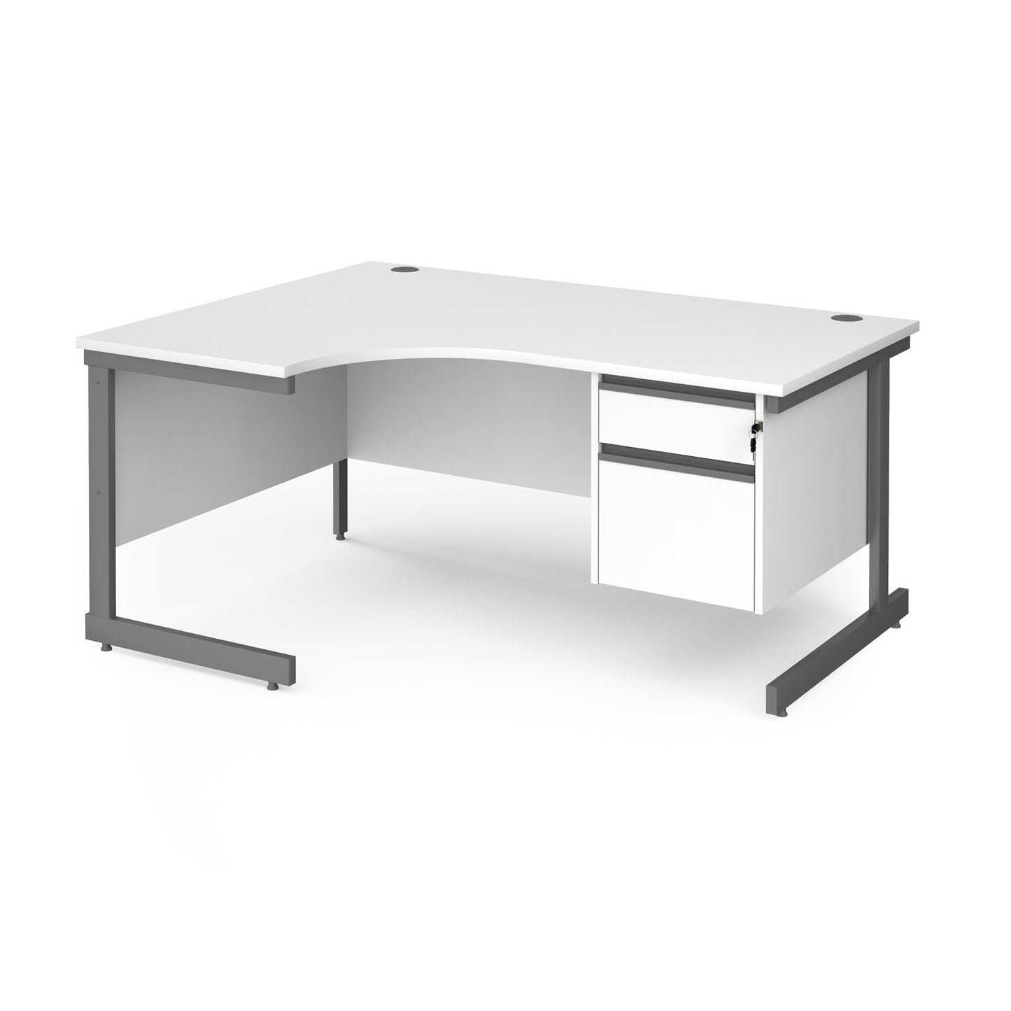 Contract 25 cantilever leg LH ergonomic desk with 2 drawer ped