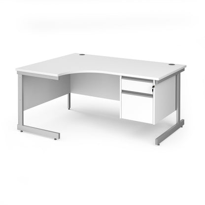 Contract 25 cantilever leg LH ergonomic desk with 2 drawer ped