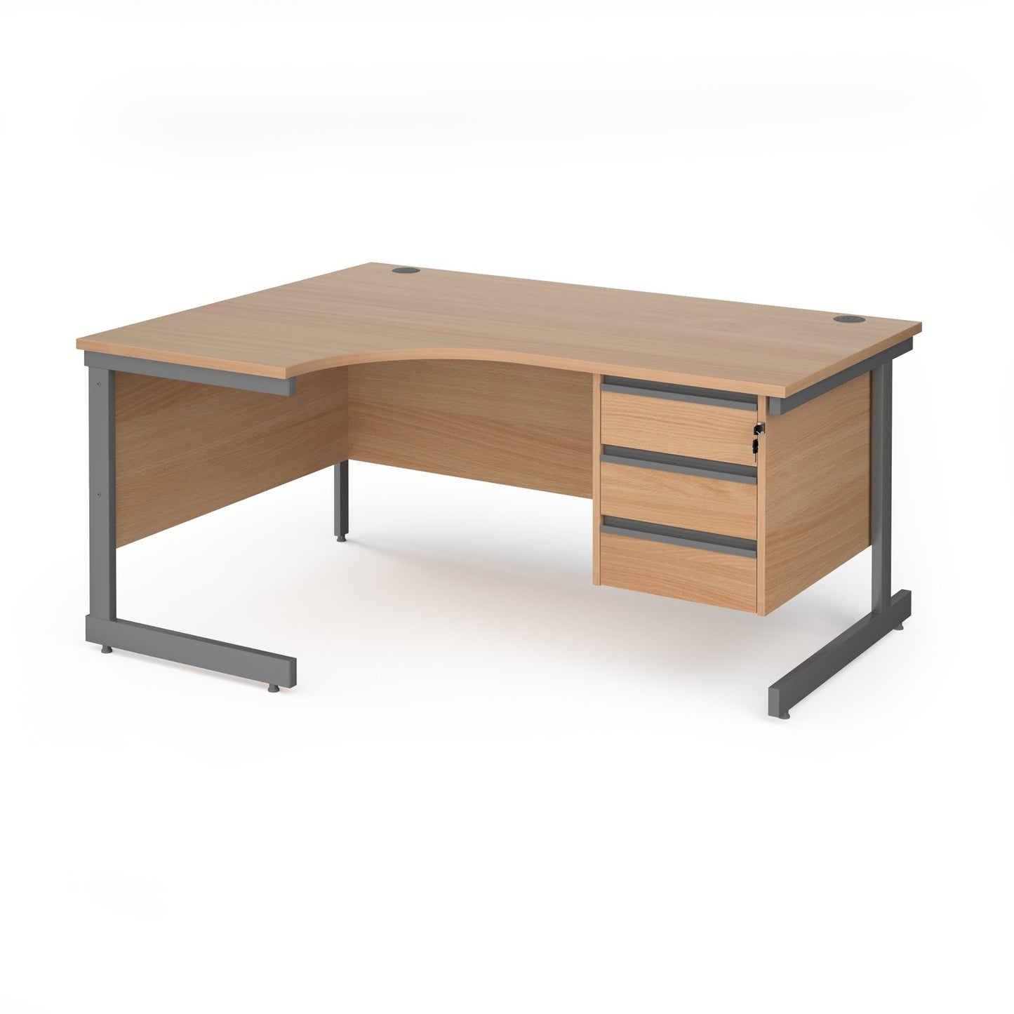 Contract 25 cantilever leg LH ergonomic desk with 3 drawer ped