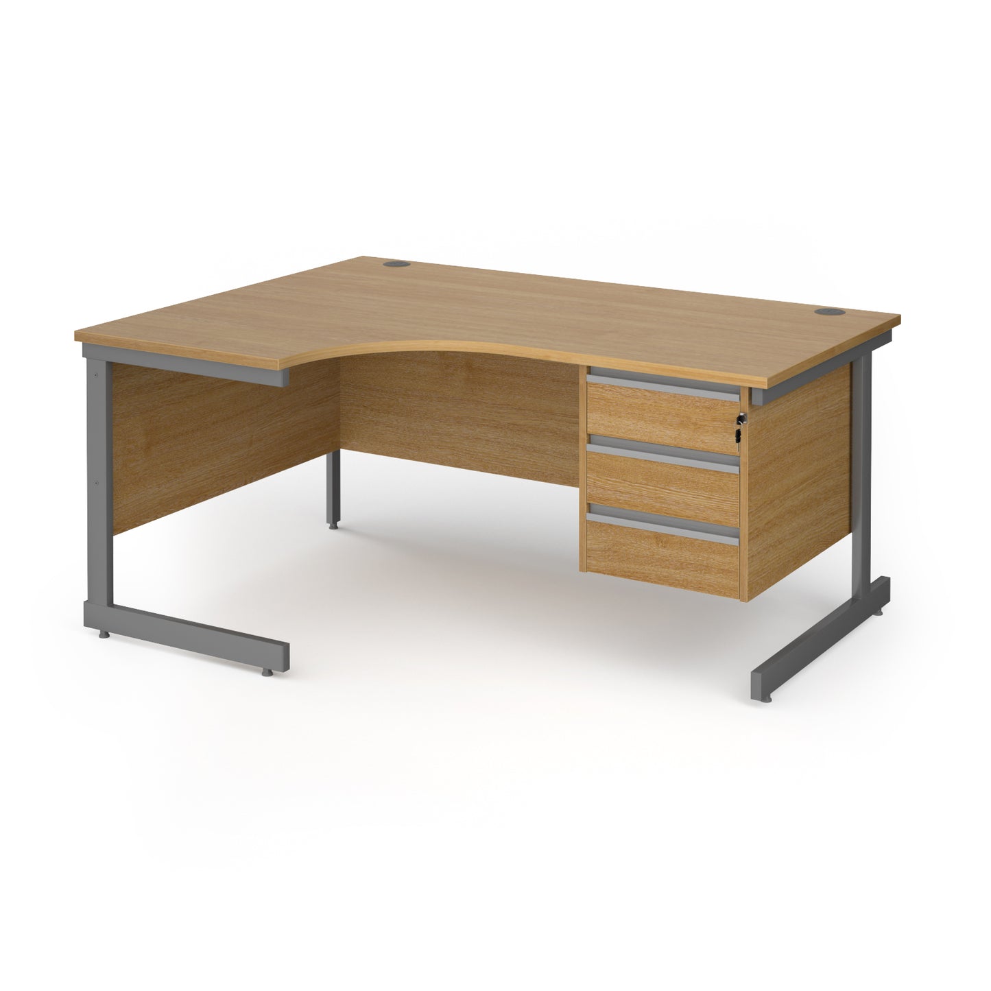 Contract 25 cantilever leg LH ergonomic desk with 3 drawer ped - CC16EL3-G-O