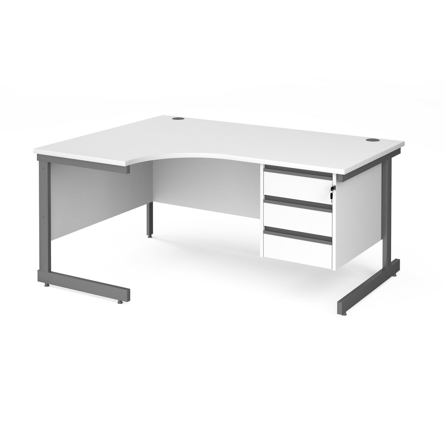 Contract 25 cantilever leg LH ergonomic desk with 3 drawer ped