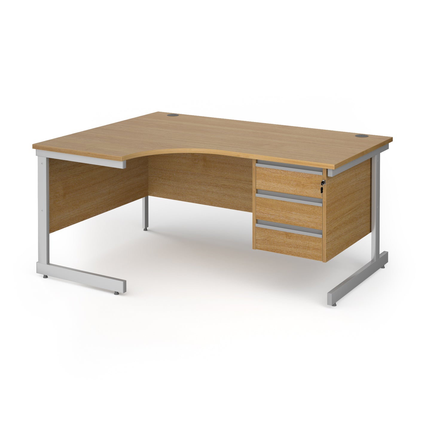 Contract 25 cantilever leg LH ergonomic desk with 3 drawer ped - CC16EL3-S-O