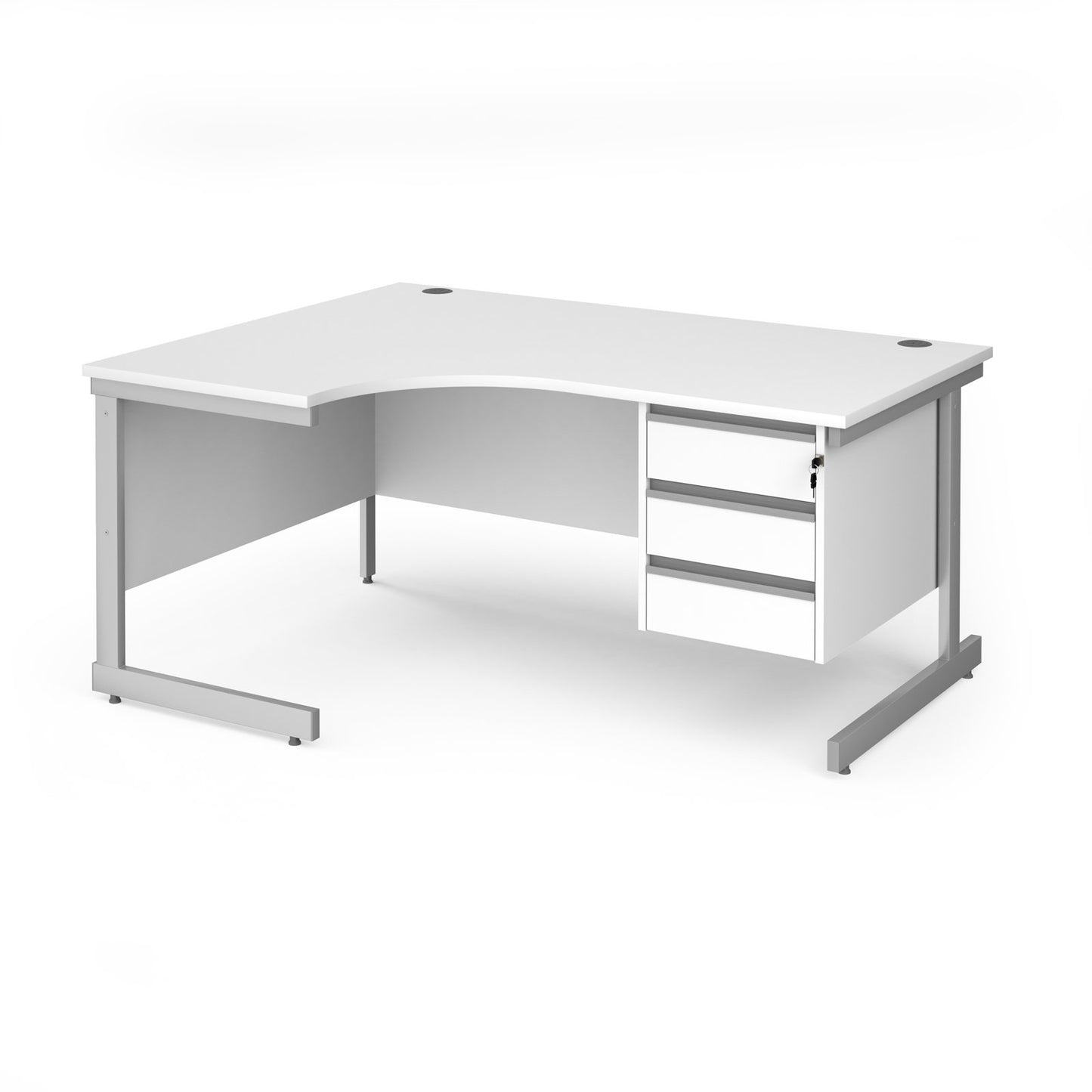 Contract 25 cantilever leg LH ergonomic desk with 3 drawer ped