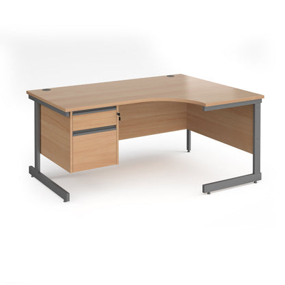 Contract 25 cantilever leg RH ergonomic desk with 2 drawer ped