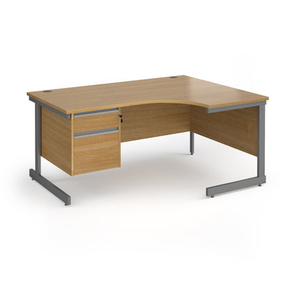 Contract 25 cantilever leg RH ergonomic desk with 2 drawer ped - CC16ER2-G-O