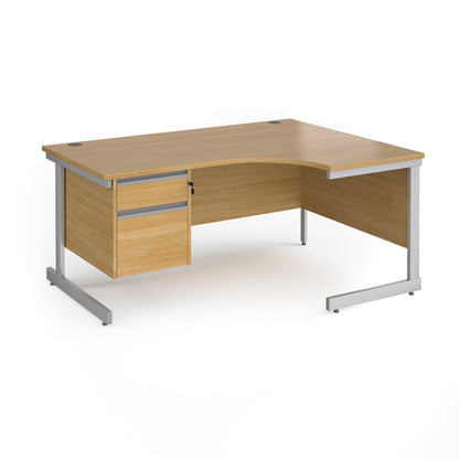 Contract 25 cantilever leg RH ergonomic desk with 2 drawer ped