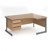 Contract 25 cantilever leg RH ergonomic desk with 3 drawer ped