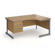 Contract 25 cantilever leg RH ergonomic desk with 3 drawer ped