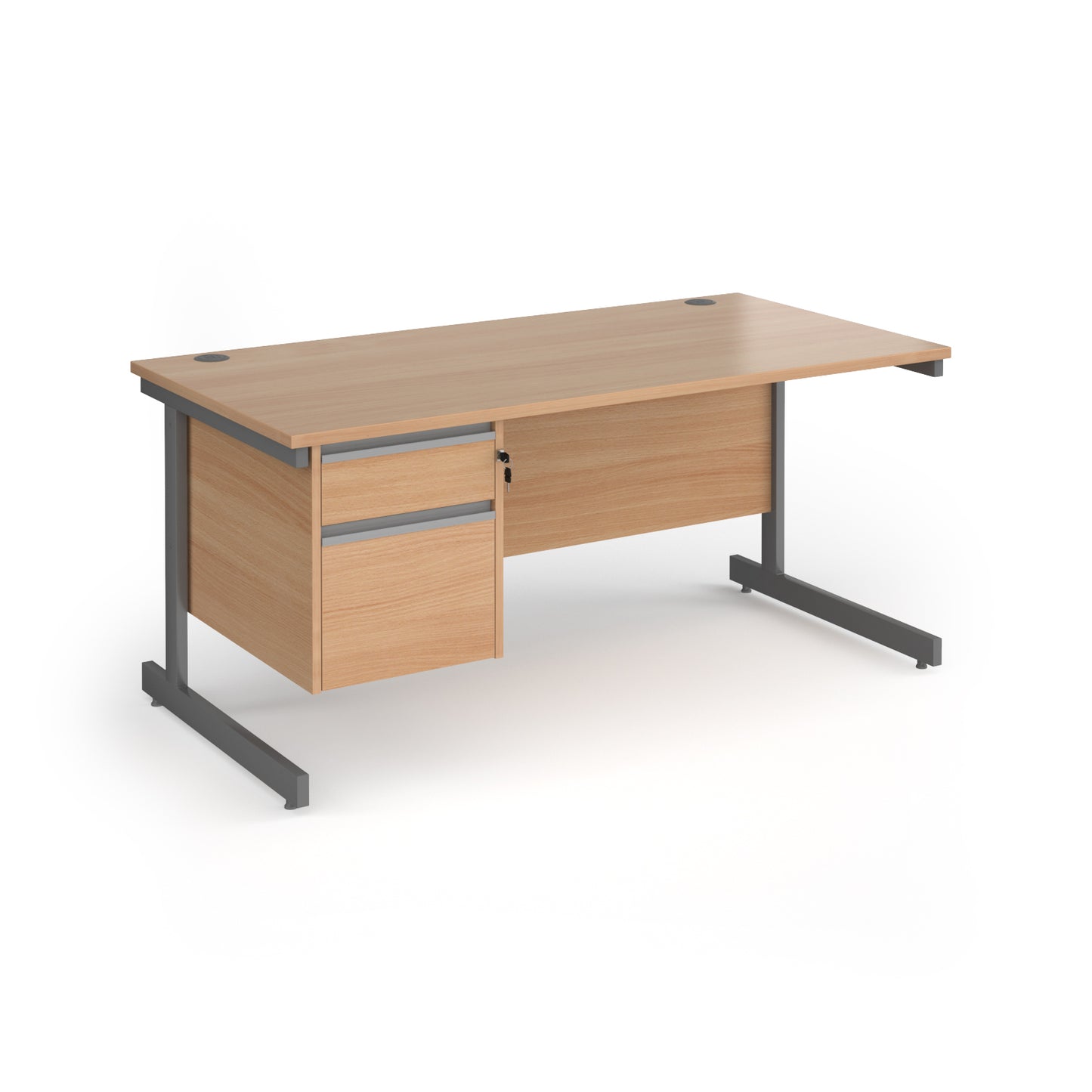 Contract 25 cantilever leg straight desk with 2 drawer pedestal - CC16S2-G-B