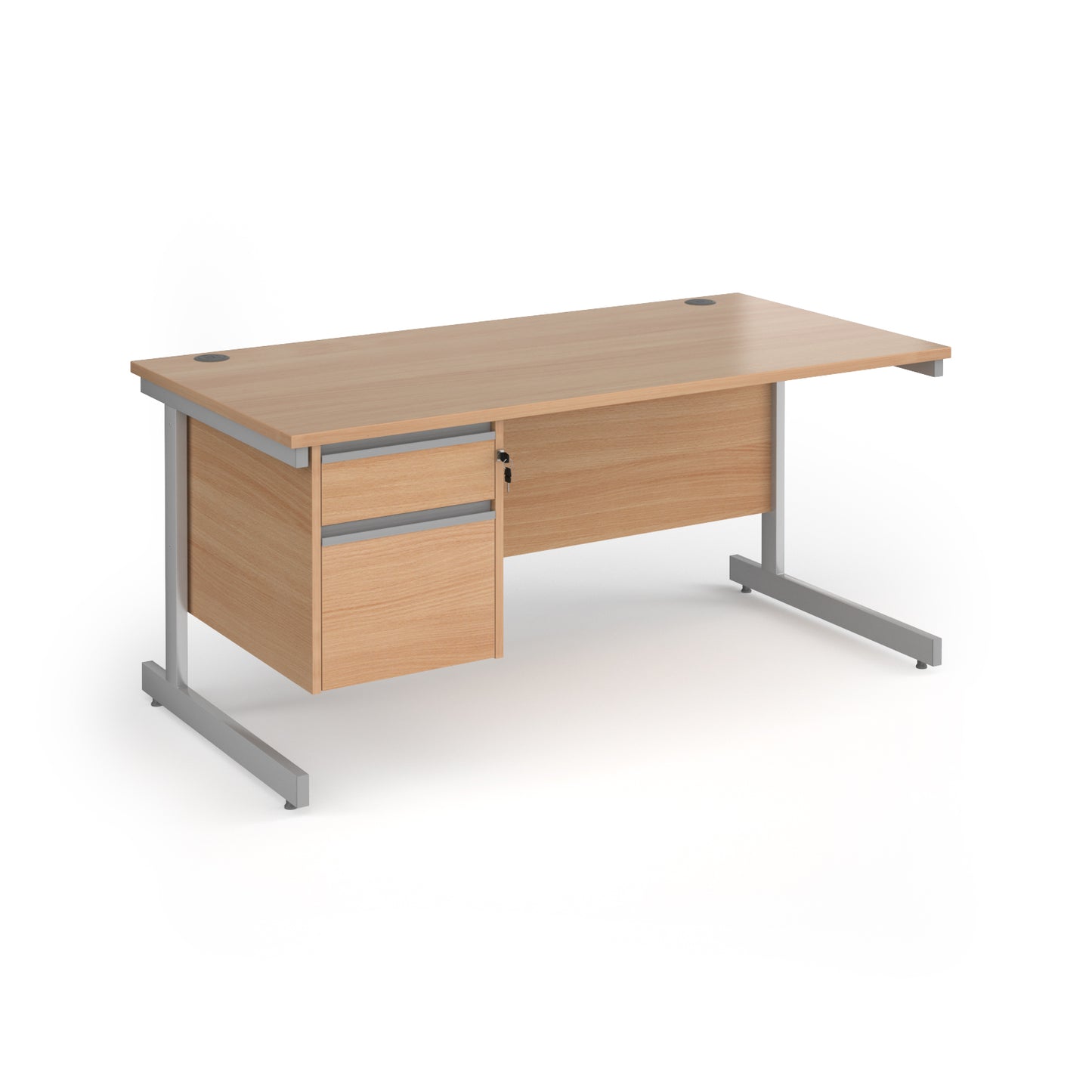 Contract 25 cantilever leg straight desk with 2 drawer pedestal - CC16S2-S-B