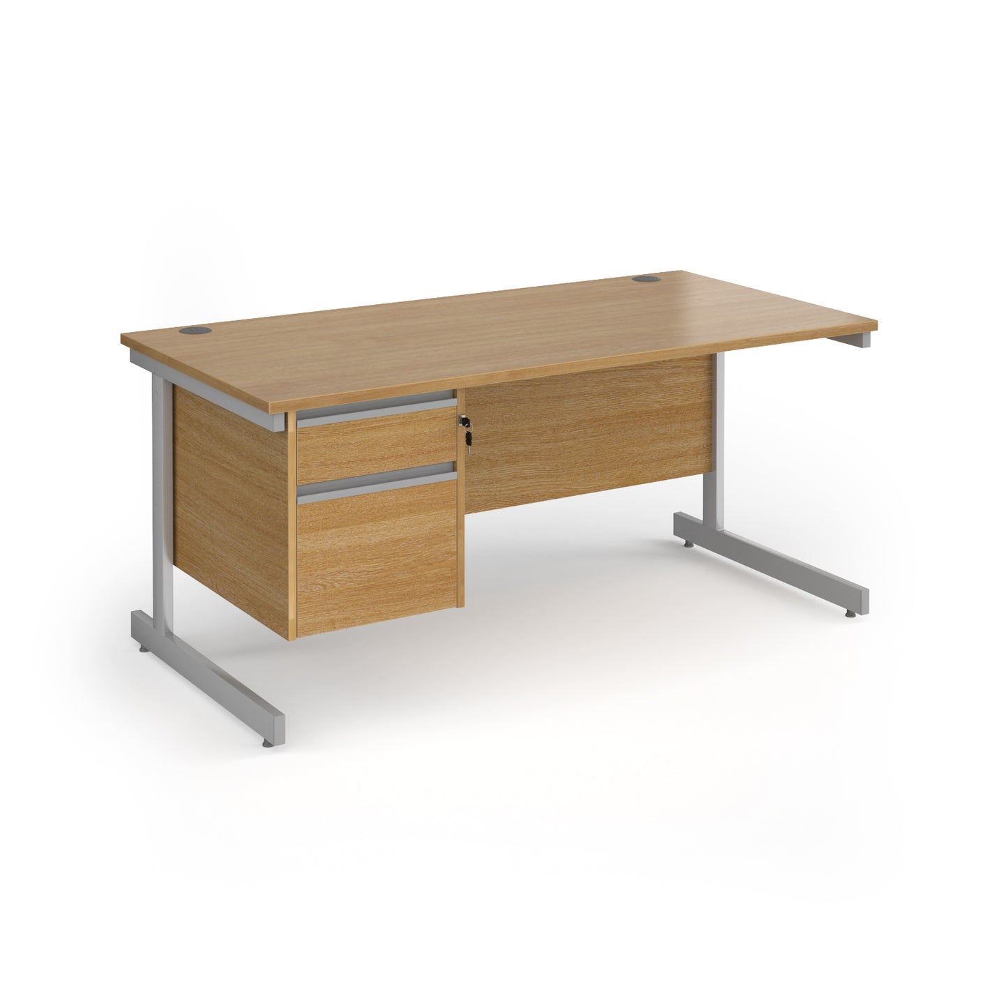 Contract 25 cantilever leg straight desk with 2 drawer pedestal - CC16S2-S-O