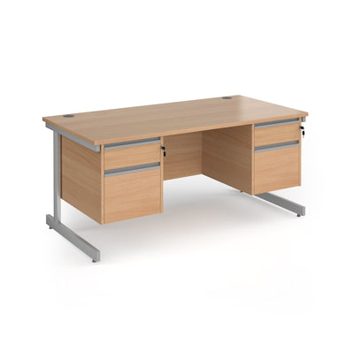 Contract 25 cantilever leg straight desk with 2 and 2 drawer peds - CC16S22-S-B