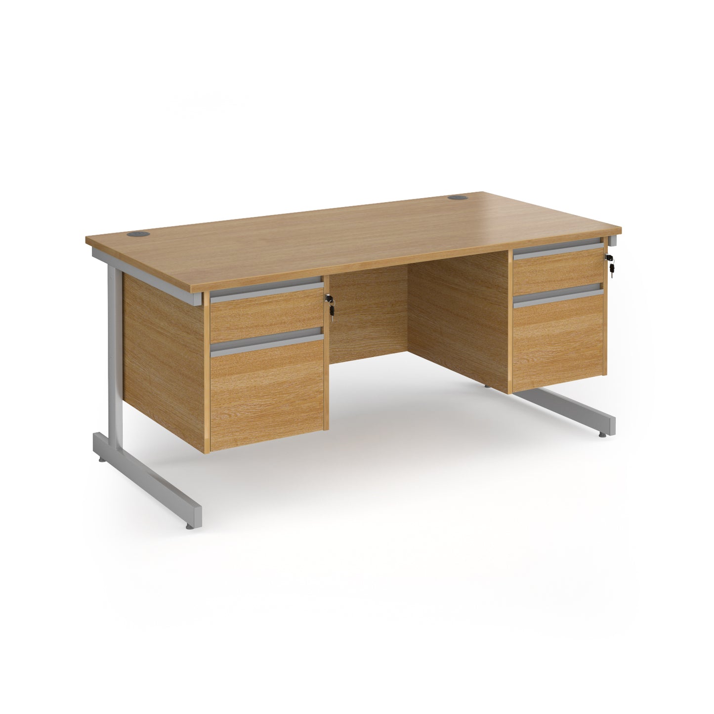 Contract 25 cantilever leg straight desk with 2 and 2 drawer peds - CC16S22-S-O