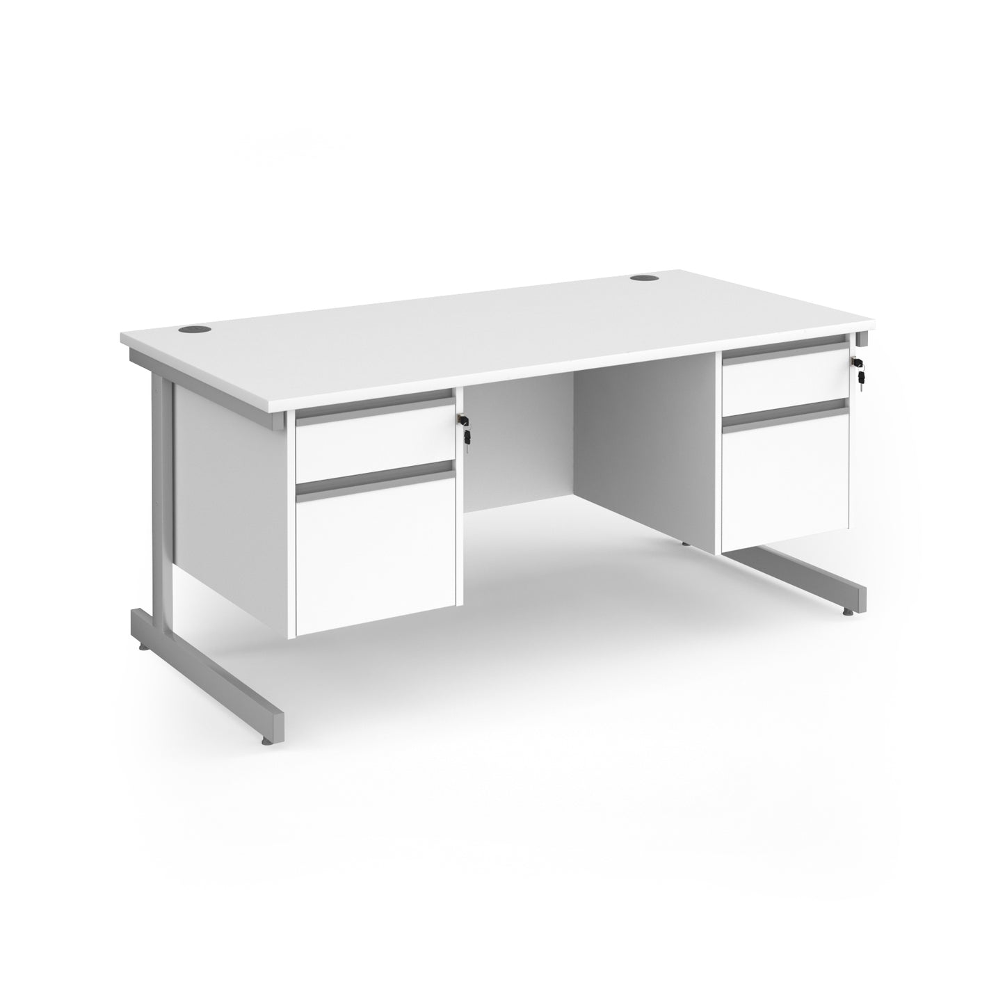 Contract 25 cantilever leg straight desk with 2 and 2 drawer peds - CC16S22-S-WH