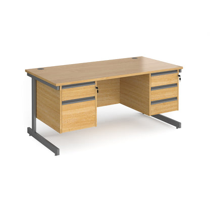 Contract 25 cantilever leg straight desk with 2 and 3 drawer peds