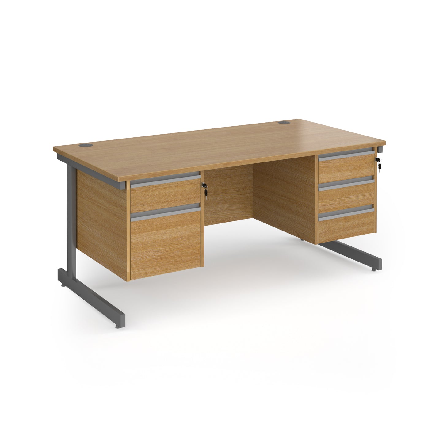 Contract 25 cantilever leg straight desk with 2 and 3 drawer peds - CC16S23-G-O