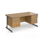 Contract 25 cantilever leg straight desk with 2 and 3 drawer peds