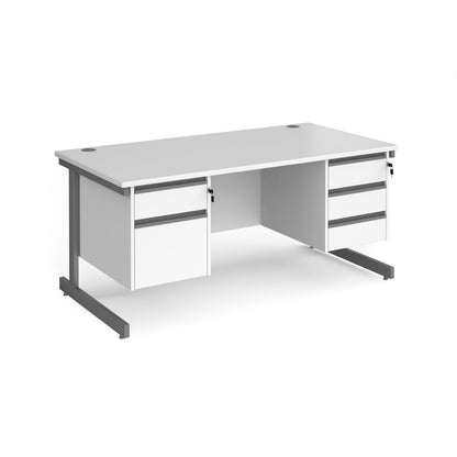 Contract 25 cantilever leg straight desk with 2 and 3 drawer peds