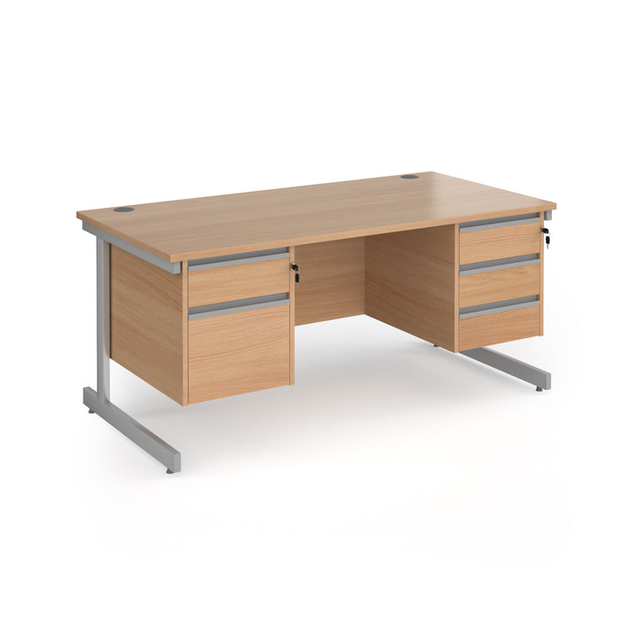 Contract 25 cantilever leg straight desk with 2 and 3 drawer peds (Part 2)