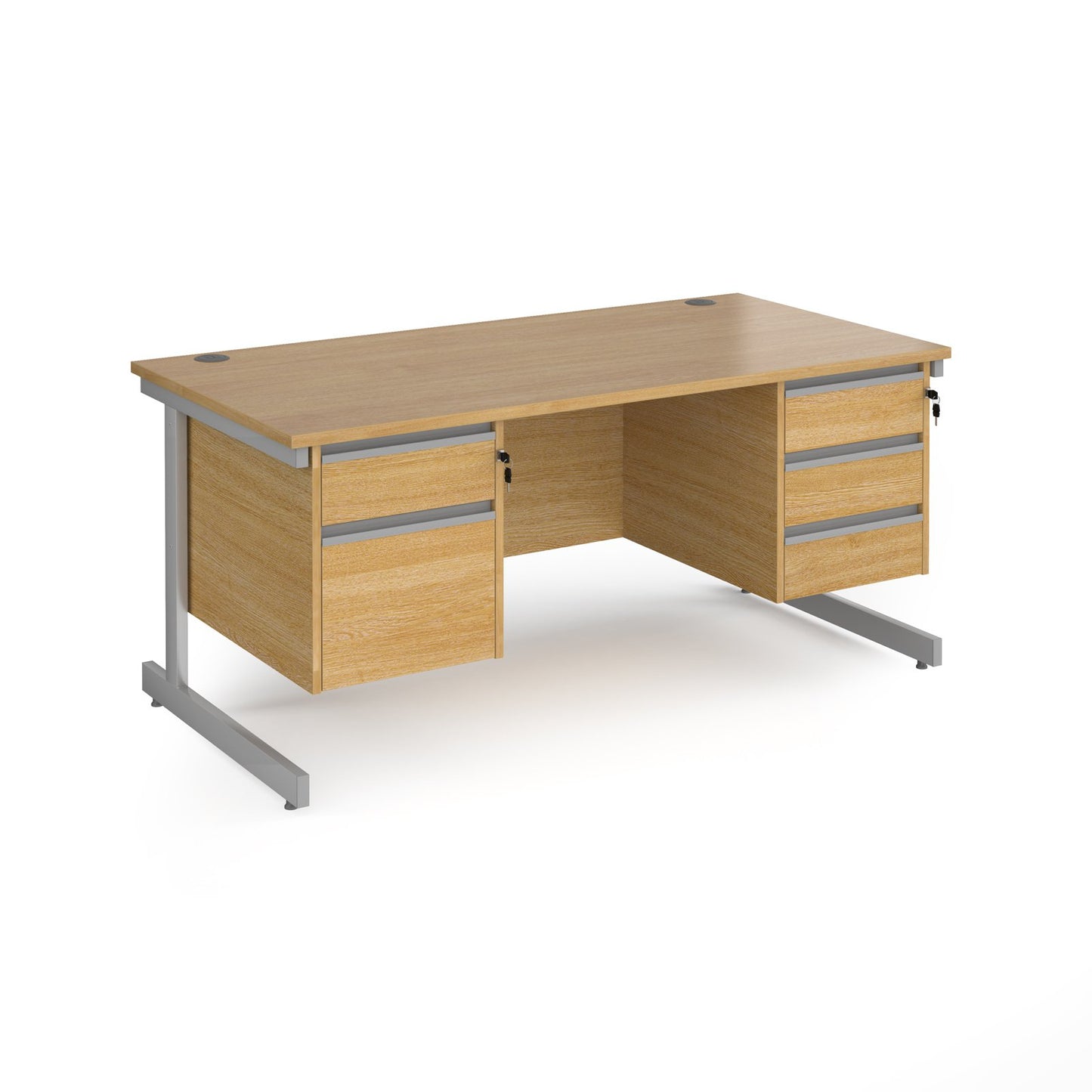 Contract 25 cantilever leg straight desk with 2 and 3 drawer peds