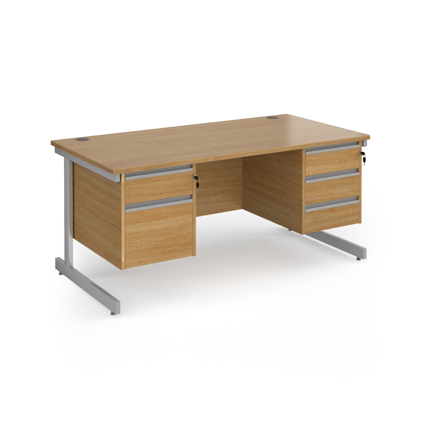 Contract 25 cantilever leg straight desk with 2 and 3 drawer peds - CC16S23-S-O