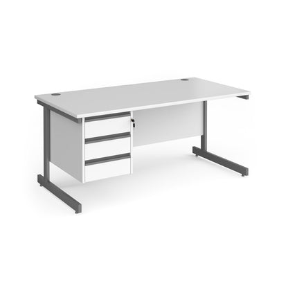 Contract 25 cantilever leg straight desk with 3 drawer pedestal