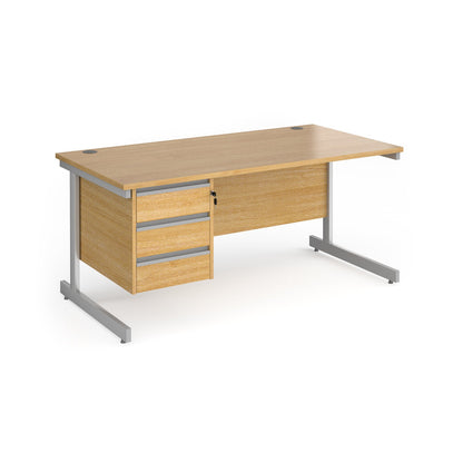 Contract 25 cantilever leg straight desk with 3 drawer pedestal