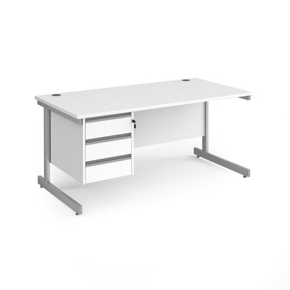 Contract 25 cantilever leg straight desk with 3 drawer pedestal