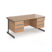Contract 25 cantilever leg straight desk with 3 and 3 drawer peds