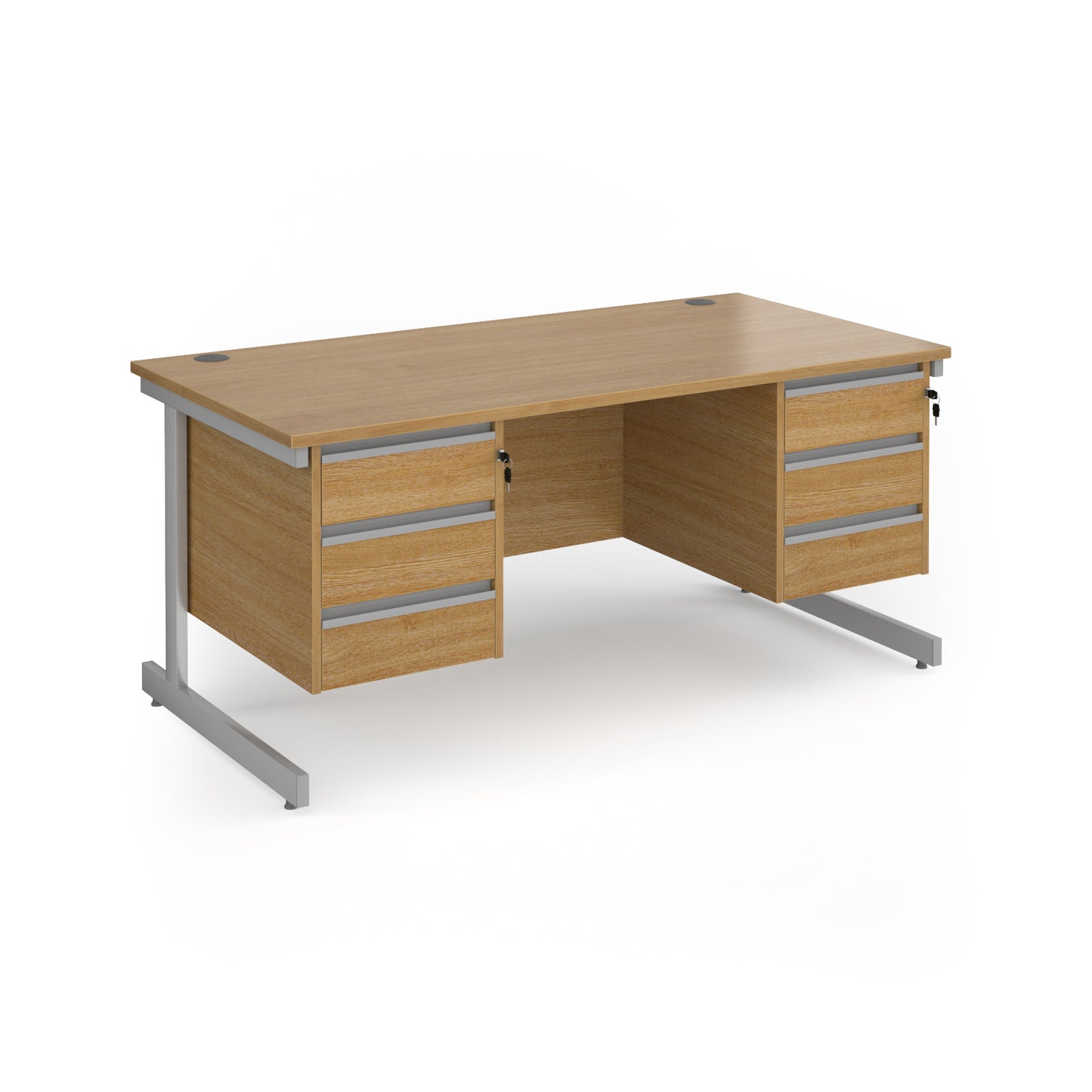 Contract 25 cantilever leg straight desk with 3 and 3 drawer peds - CC16S33-S-O