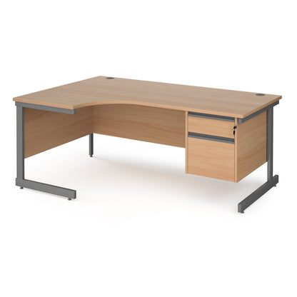 Contract 25 cantilever leg LH ergonomic desk with 2 drawer ped