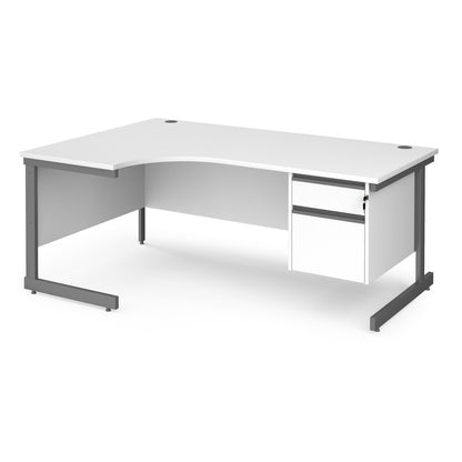 Contract 25 cantilever leg LH ergonomic desk with 2 drawer ped