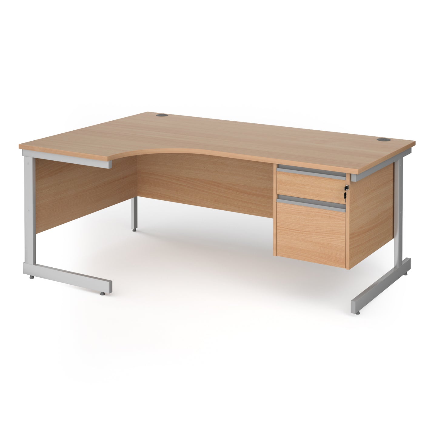 Contract 25 cantilever leg LH ergonomic desk with 2 drawer ped - CC18EL2-S-B