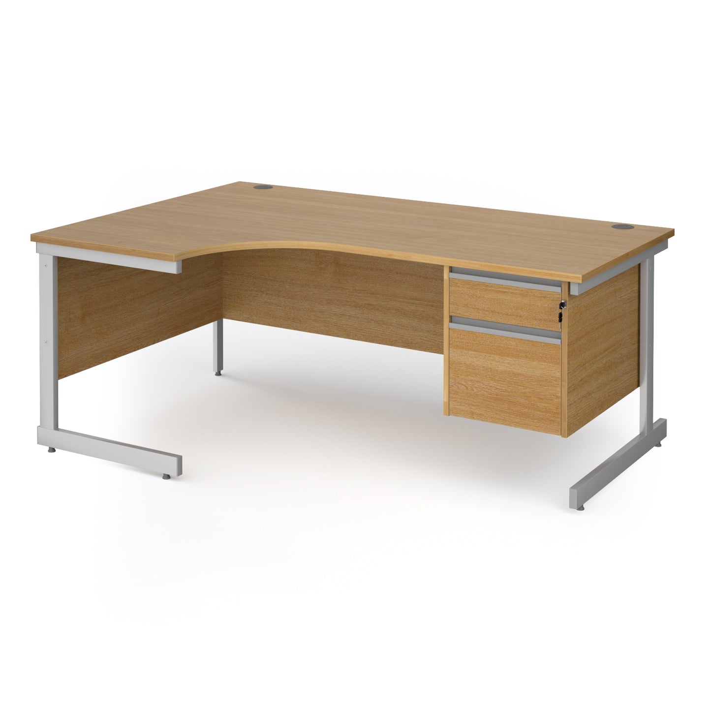 Contract 25 cantilever leg LH ergonomic desk with 2 drawer ped - CC18EL2-S-O