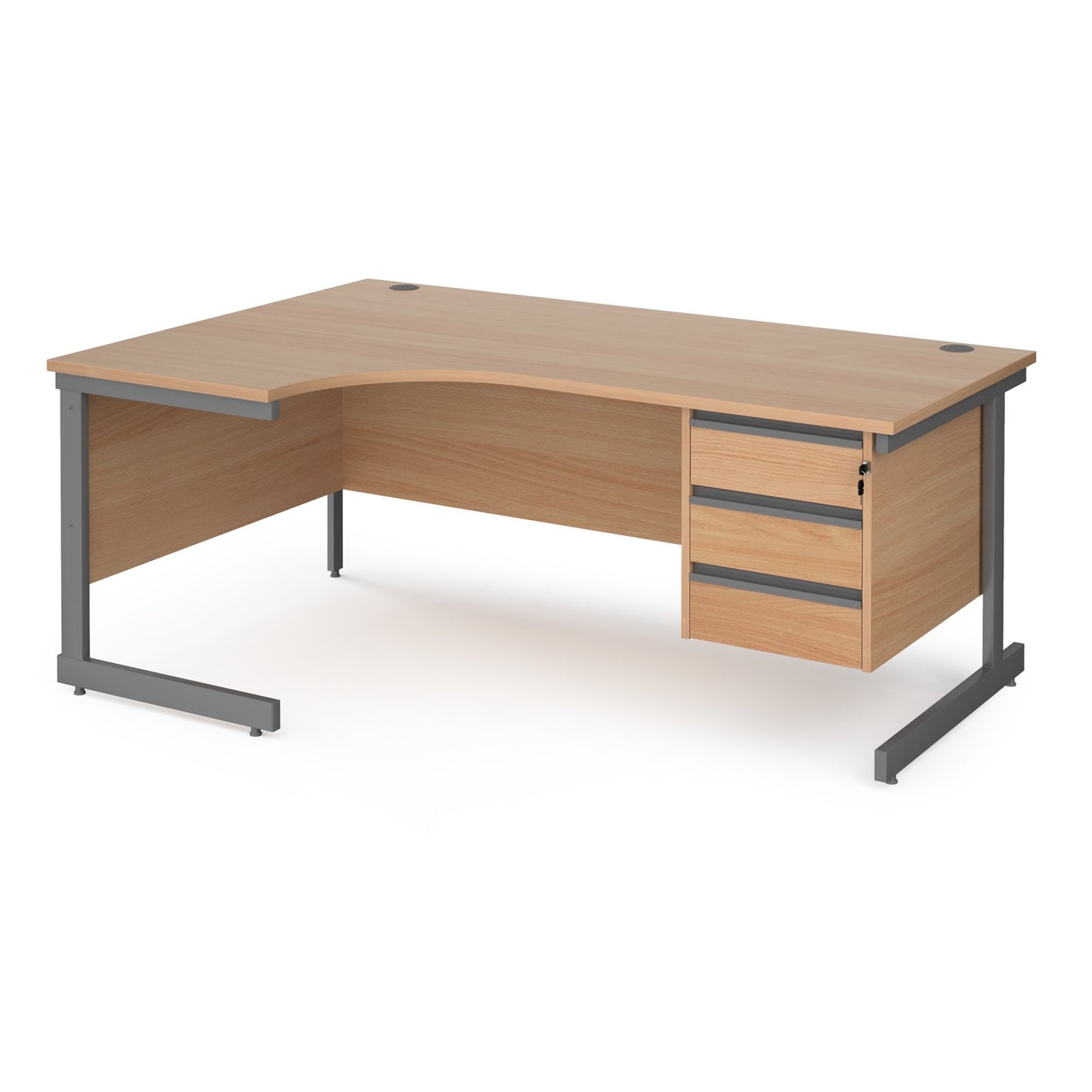 Contract 25 cantilever leg LH ergonomic desk with 3 drawer ped